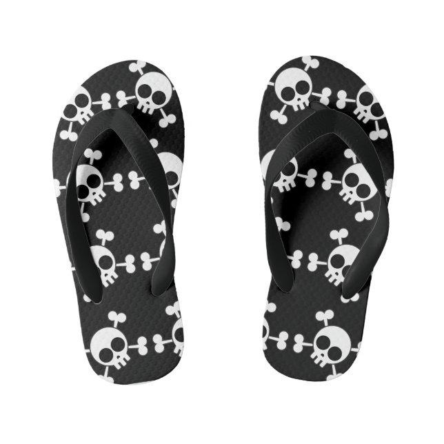 Skull and Crossbones Kid's Flip Flops (Footbed)