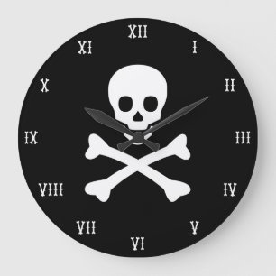 Skull and Crossbones Large Clock