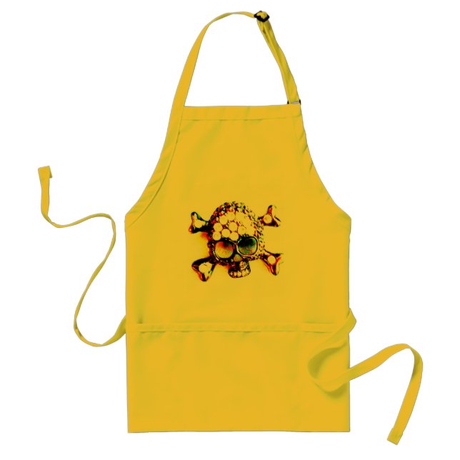 SKULL AND CROSSBONES NEON YELLOW STANDARD APRON (Front)