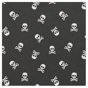 Skull and Crossbones on Black Fabric