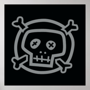 Skull and Crossbones on Black Poster