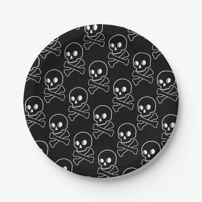 Skull And Crossbones Paper Plates (Front)