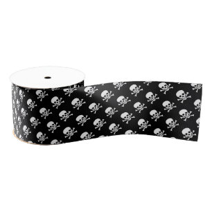 Skull and Crossbones Pattern Grosgrain Ribbon