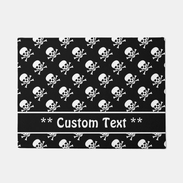 Skull and Crossbones Pattern w/ Custom Text Doormat (Front)