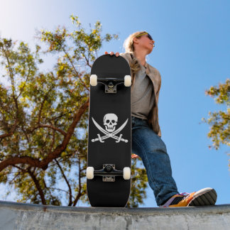  SKULL AND CROSSBONES PIRATE FLAG SKATEBOARD 