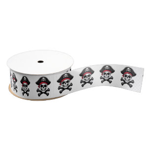 Skull and Crossbones Pirate Grosgrain Ribbon