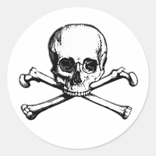 Skull and Crossbones Pirate Icon Classic Round Sticker (Front)