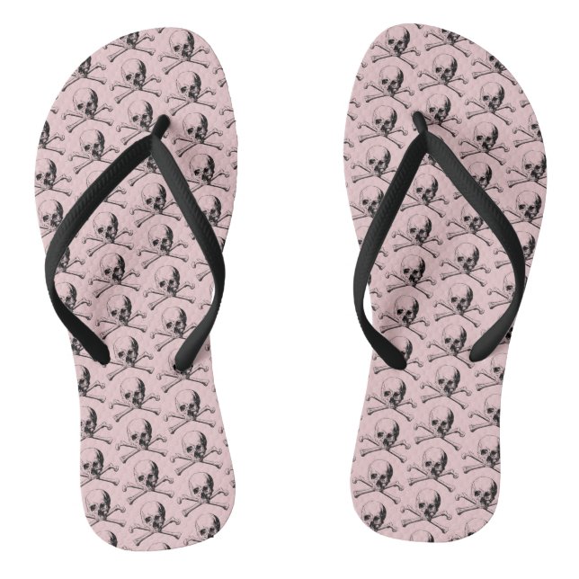 Skull and Crossbones Pirate Jolly Roger Flip Flops (Footbed)