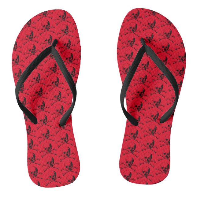 Skull and Crossbones Pirate Jolly Roger Flip Flops (Footbed)