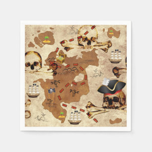 Skull and Crossbones Pirate Treasure Map Napkin