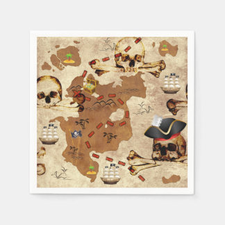Skull and Crossbones Pirate Treasure Map Napkin