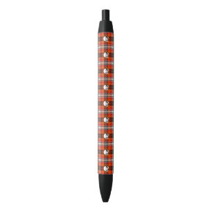 Skull and Crossbones Red and Black Plaid Ink Pen