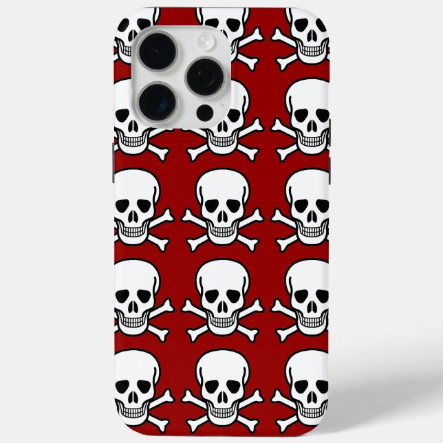 Skull and Crossbones Red Background Halloween Case-Mate iPhone Case (Back)