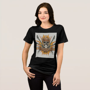 Skull and Crossbones Rock Emblem T-shirt design Tri-Blend Shirt