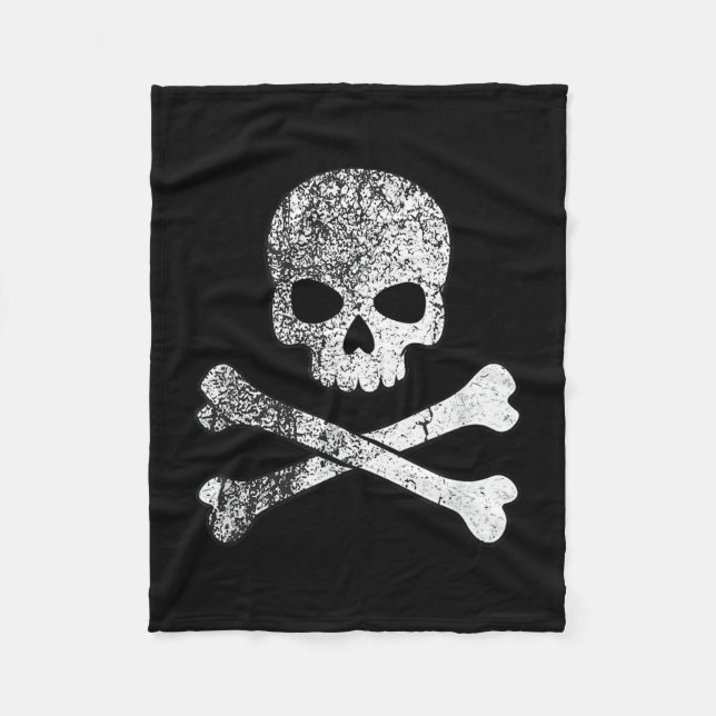 Skull and crossbones skeleton pirate jolly roger fleece blanket (Front)