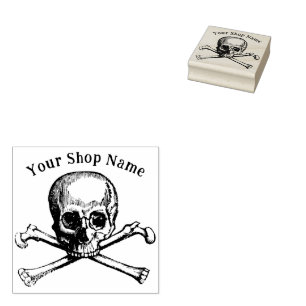 Skull and Crossbones Template Small Business Rubber Stamp