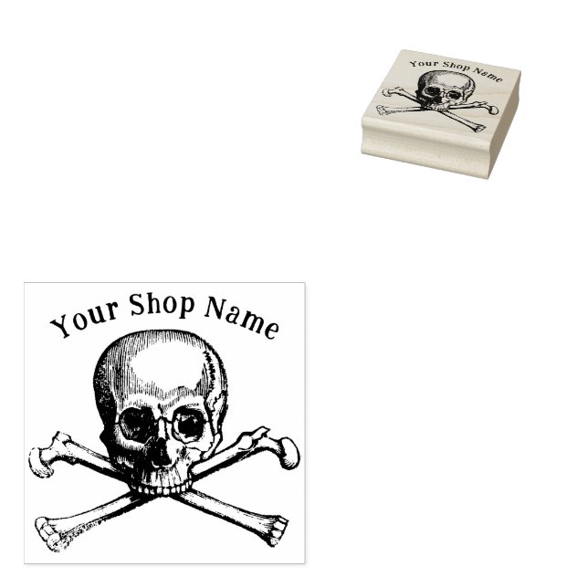Skull and Crossbones Template Small Business Rubber Stamp (Stamped)
