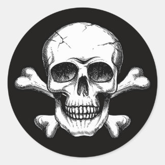 Skull and Crossbones Toxic Sign Symbol Classic Round Sticker