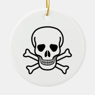 Skull and Crossbones Vintage Gothic Pirate Design Ceramic Tree Decoration