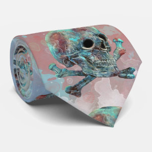 Skull and crossbones watercolor tie