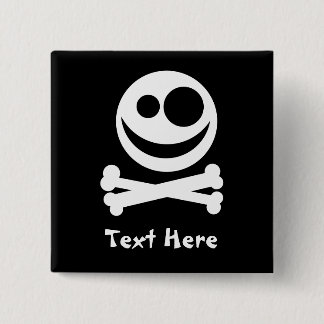Skull and Crossbones. White and Black. 15 Cm Square Badge