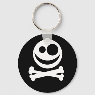 Skull and Crossbones. White and Black. Key Ring