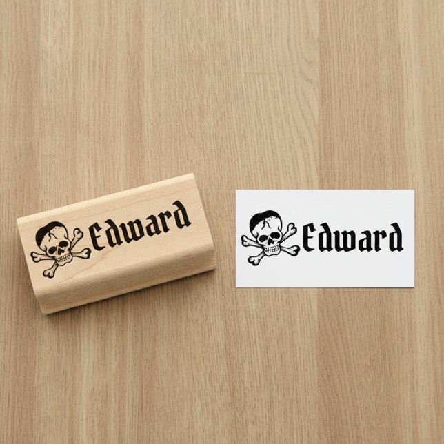 Skull and Crossbones with Custom Name Stamp (Skull and crossbones name stamp. ☠️)