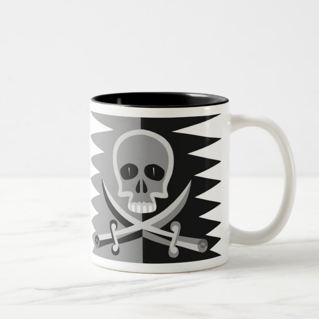 Skull and Crossbones with Funny Pirate Saying Two-Tone Coffee Mug (Right)