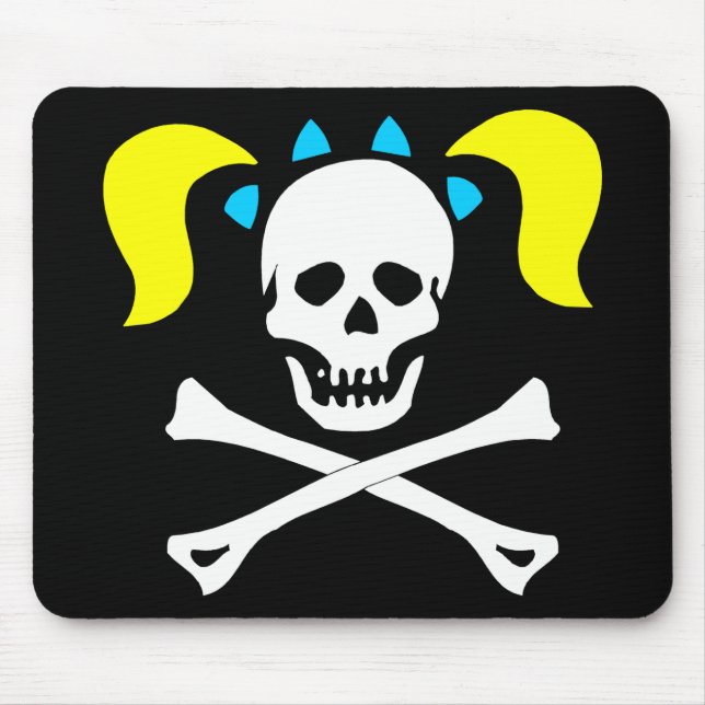 Skull and Crossbones With Pigtails Mouse Mat (Front)