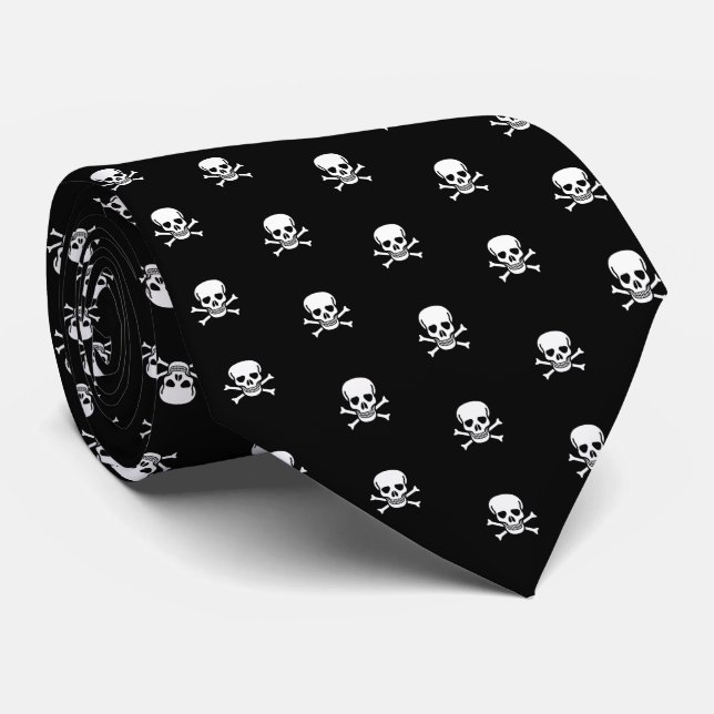 Skull and Crossbones Your Background Colour Tie (Rolled)