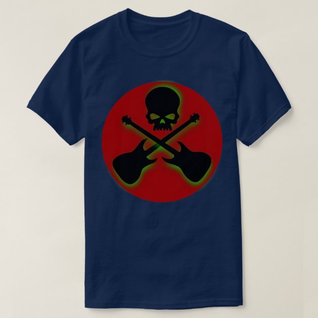 Skull and Crossed Guitars  T-Shirt (Design Front)
