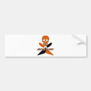 Skull and Crossed Trowels Archaeology Bumper Sticker