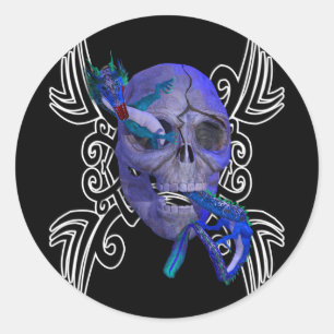 Skull and Dragon Tattoo Sticker