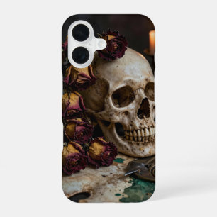 Skull and Dried Roses Gothic Phone Case