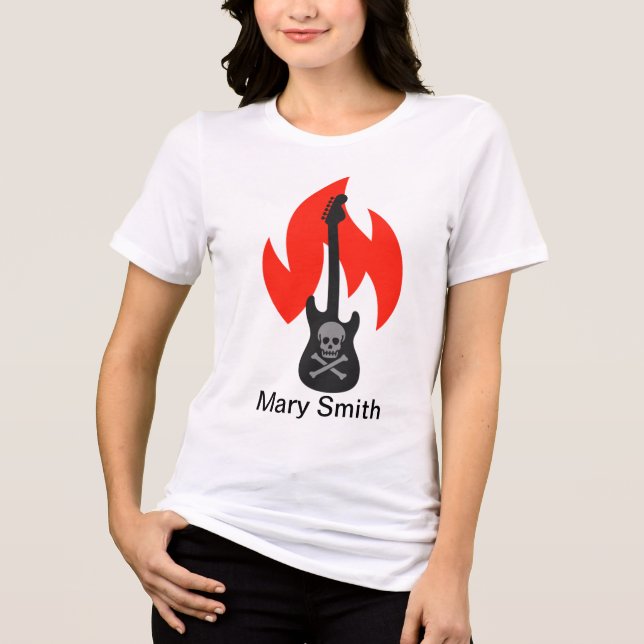 Skull and Flame Guitar Tri-Blend Shirt (Front)