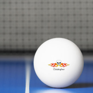 Skull And Flames Design Ping Pong Ball