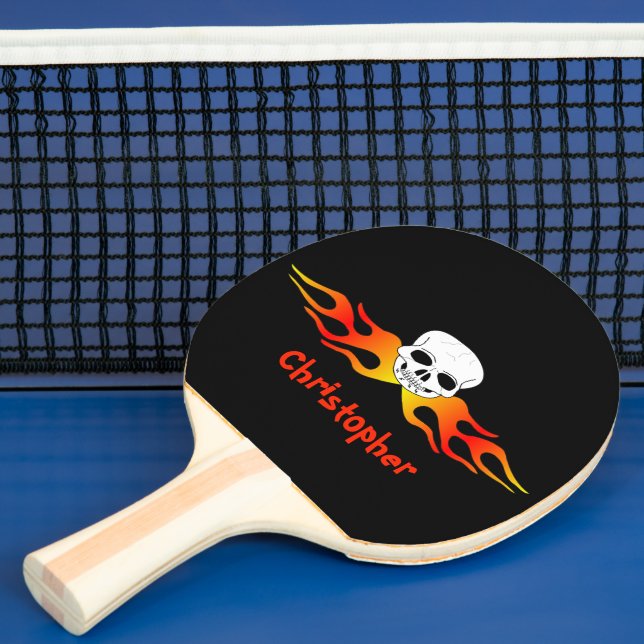 Skull And Flames Design Ping Pong Paddle (Insitu)