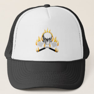 Skull and Flaming Spatulas Trucker Hat