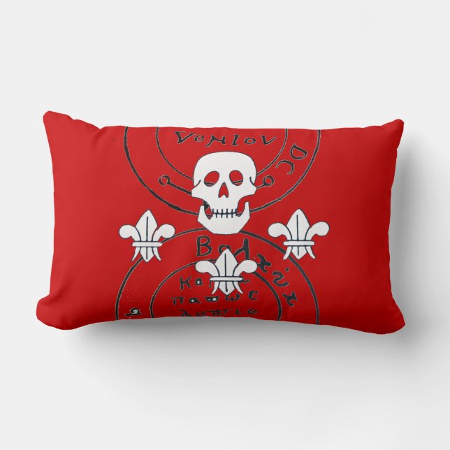 SKULL AND FLEUR DE LISE  / PIRATES TREASURE MAPS, LUMBAR CUSHION (Front)