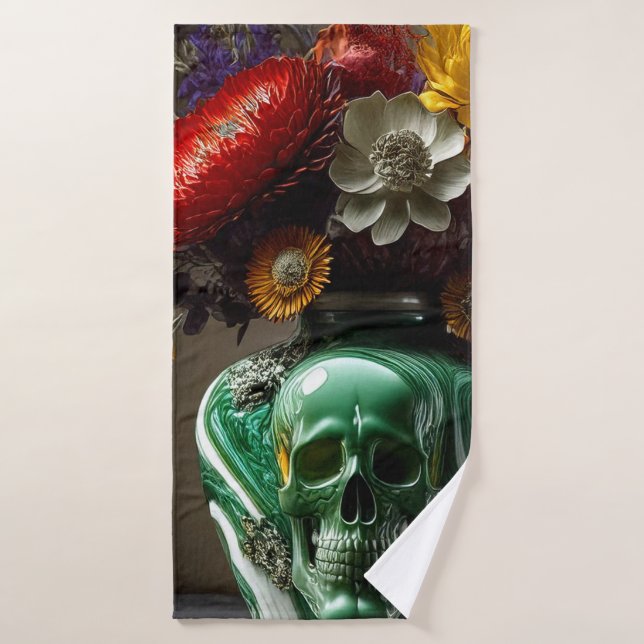 Skull and Flowers Bath Towel Set (Bath Towel)