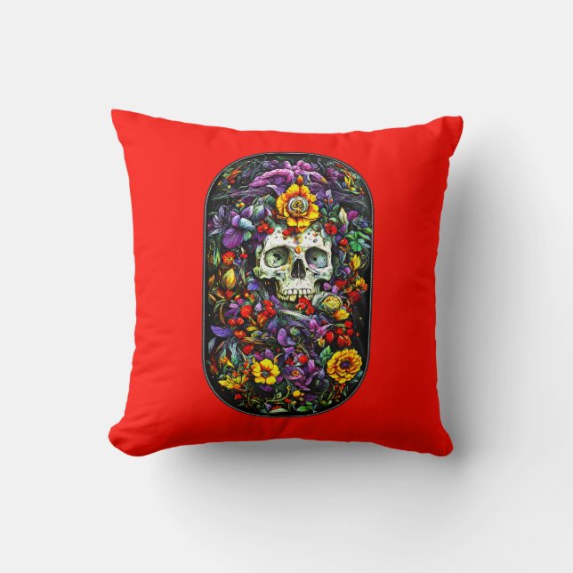 Skull and Flowers Cushion (Front)