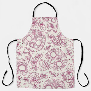 Skull and Flowers. Seamless Background. Mexican da Apron