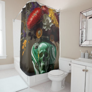 Skull and Flowers Shower Curtain