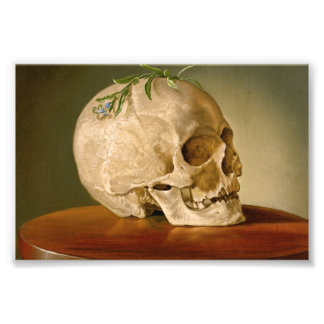 Skull and Forget Me Not Photo Print