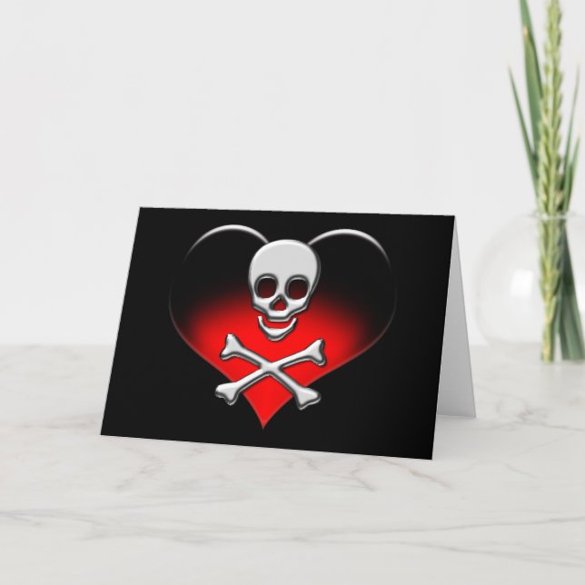 Skull and Heart Valentines Card (Front)