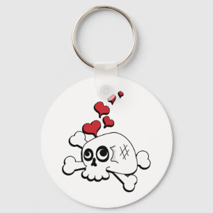 Skull and Hearts Key Ring