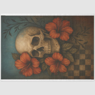 Skull and Hibiscus in Harmony Decoupage Paper 