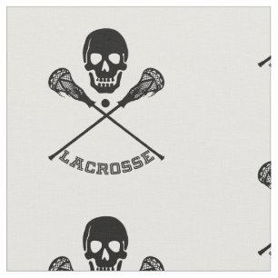 Skull and Lacrosse Sticks Fabric