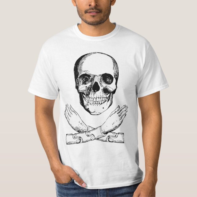 Skull and Mechanical Hands T-Shirt (Front)