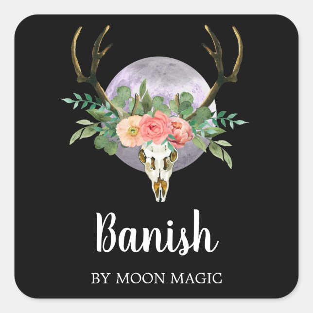 Skull And Moon Intention Candle Labels (Front)